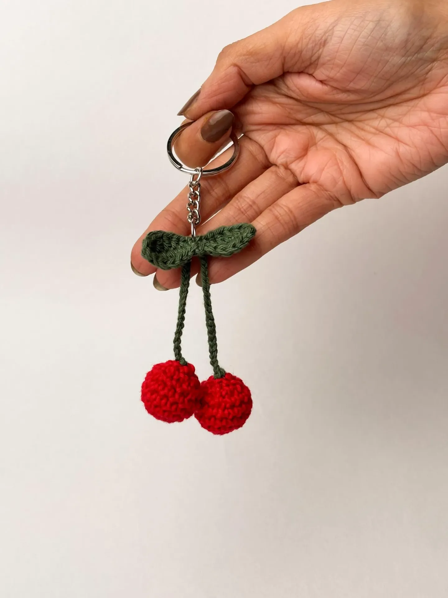 Crochet cherry keychain